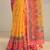 yellow tribal printed tassel saree with unstitched blouse piece