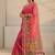 pink floral printed tassel saree with unstitched blouse piece