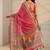 pink floral printed tassel saree with unstitched blouse piece