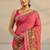 pink floral printed tassel saree with unstitched blouse piece