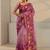 purple tribal printed tassel saree with unstitched blouse piece