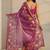 purple tribal printed tassel saree with unstitched blouse piece