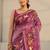 purple tribal printed tassel saree with unstitched blouse piece