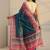 teal floral printed tassel saree with unstitched blouse piece