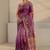 purple tribal printed tassel saree with unstitched blouse piece