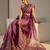 purple tribal printed tassel saree with unstitched blouse piece