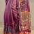 purple tribal printed tassel saree with unstitched blouse piece