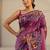 purple tribal printed tassel saree with unstitched blouse piece