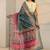 teal floral printed tassel saree with unstitched blouse piece