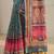 teal floral printed tassel saree with unstitched blouse piece