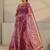 purple floral printed ombre tassel saree with unstitched blouse piece