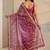 purple floral printed ombre tassel saree with unstitched blouse piece