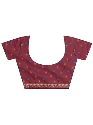 purple floral printed ombre tassel saree with unstitched blouse piece 5