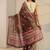 brown floral printed ombre tassel saree with unstitched blouse piece