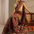 brown floral printed ombre tassel saree with unstitched blouse piece