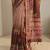 brown floral printed ombre tassel saree with unstitched blouse piece