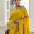 yellow embroidered saree with unstitched blouse piece
