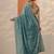 teal embroidered organza saree with unstitched blouse piece
