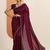 burgundy solid saree with unstitched blouse piece