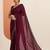 burgundy solid saree with unstitched blouse piece