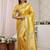 gold ethnic woven design saree with unstitched blouse piece