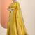 yellow embellished embroidered silk blend heavy work saree