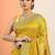 yellow embellished embroidered silk blend heavy work saree