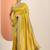 yellow embellished embroidered silk blend heavy work saree