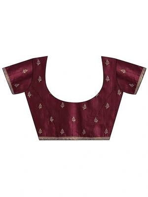 maroon stone work embelllished silk blend saree 5