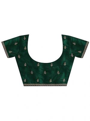 green stone work embelllished silk blend saree 2