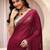 maroon cardinal red georgette saree with embellished pallu