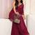 maroon cardinal red georgette saree with embellished pallu