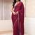 burgundy hot pink floral embellished georgette saree