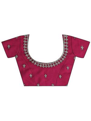 burgundy hot pink floral embellished georgette saree 2