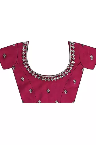 burgundy hot pink floral embellished georgette saree