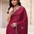 burgundy hot pink floral embellished georgette saree