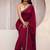 burgundy hot pink floral embellished georgette saree