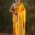 yellow ethnic saree with unstitched blouse piece