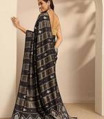 black woven design banarsi saree with unstitched blouse piece