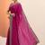 magenta embellished embroidered silk blend heavy work saree
