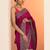 magenta embellished embroidered silk blend heavy work saree