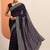 purple embroidered saree with unstitched blouse piece