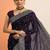purple embroidered saree with unstitched blouse piece