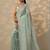 sea green embroidered organza saree with unstitched blouse piece