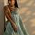 sea green embroidered organza saree with unstitched blouse piece