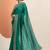 teal embroidered saree with unstitched blouse piece