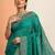 teal embroidered saree with unstitched blouse piece