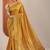 yellow printed saree with unstitched blouse piece