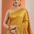 yellow printed saree with unstitched blouse piece