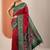 red embellished saree with unstitched blouse piece